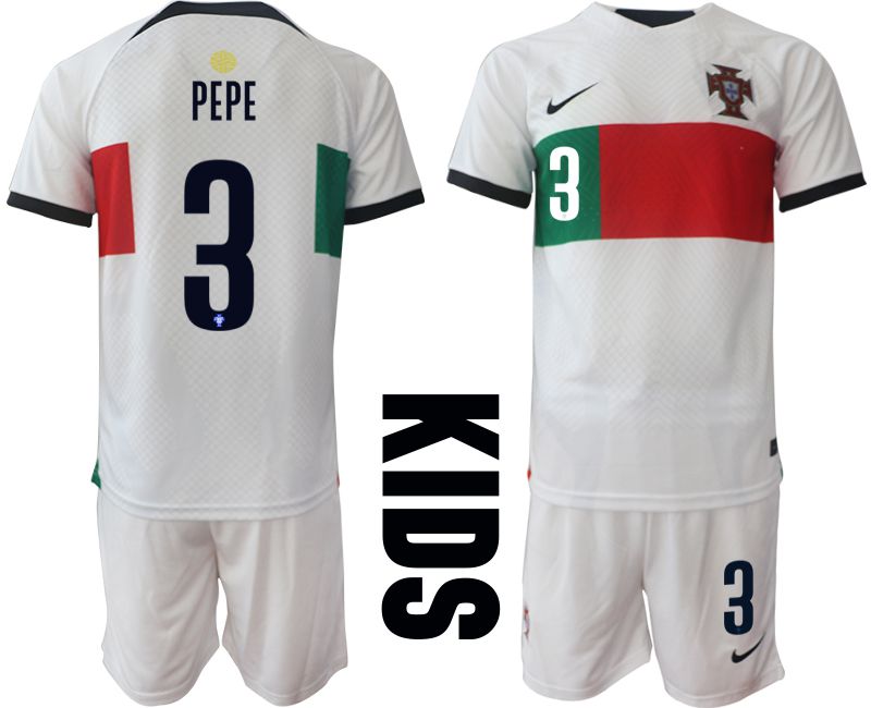 Youth 2022 World Cup National Team Portugal away white 3 Soccer Jersey